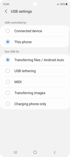 Press Transferring files / Android Auto.