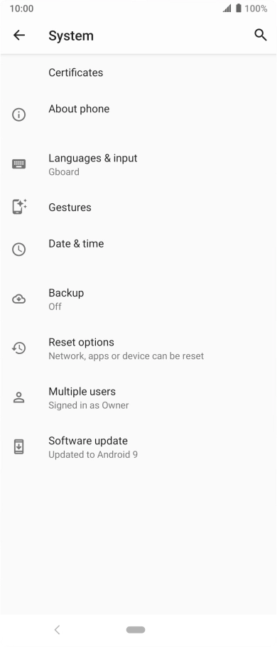 Press Software update. If a new software version is available, it's displayed. Follow the instructions on the screen to update the phone software.