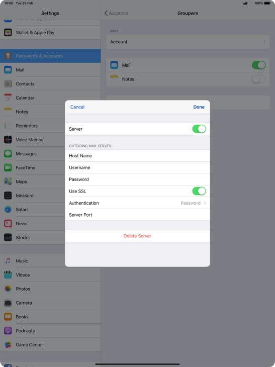 Press the indicator next to 