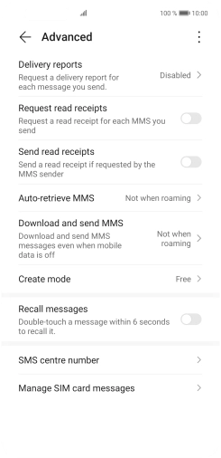 Press SMS centre number.