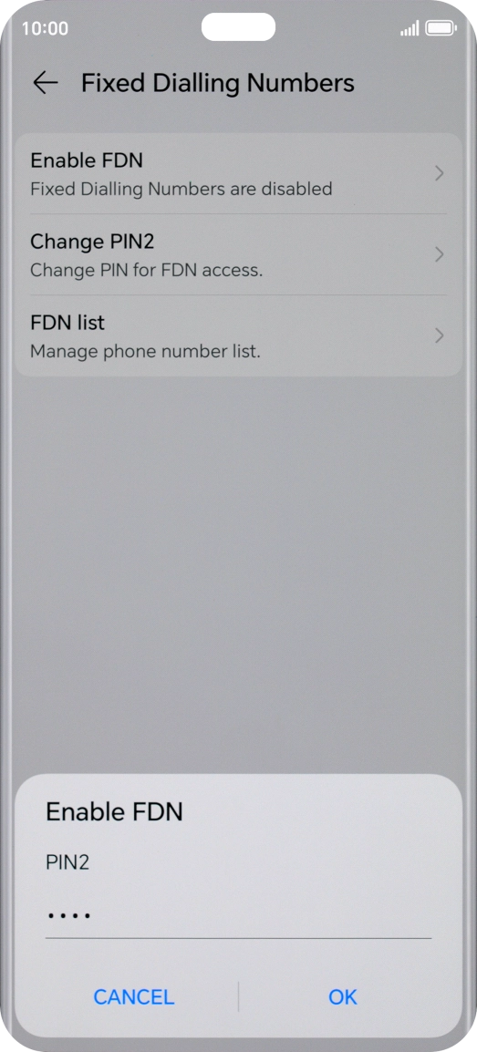 Key in your PIN2 and press OK. The default PIN2 is 0000.