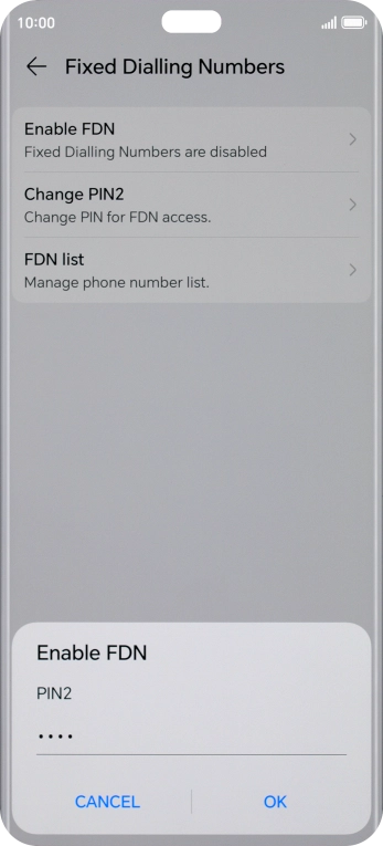 Key in your PIN2 and press OK. The default PIN2 is 0000.