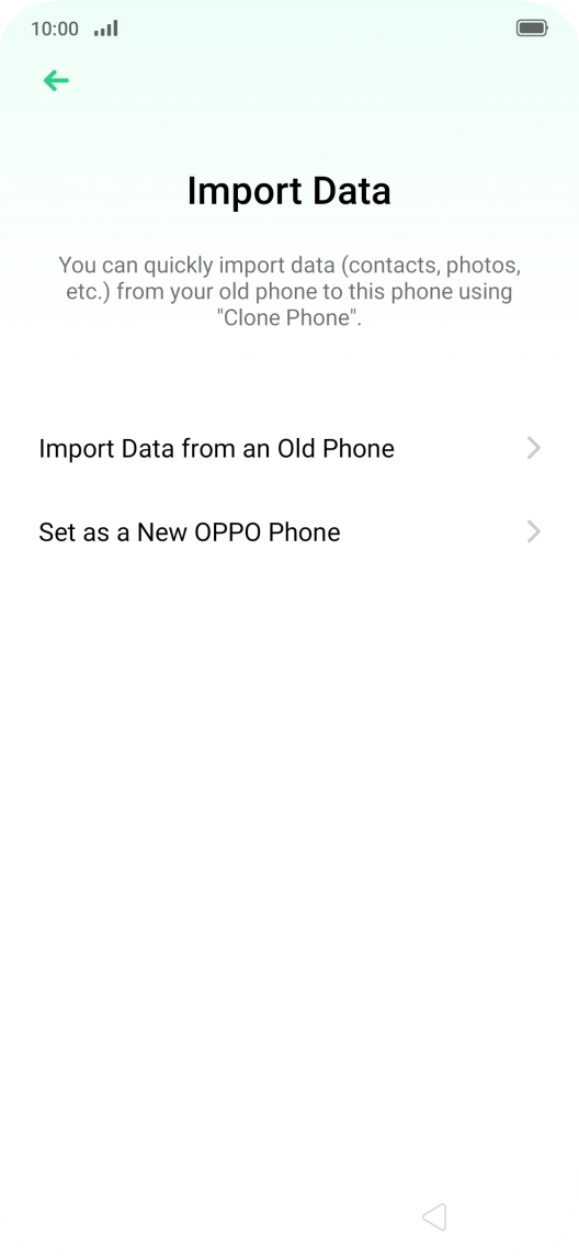 You can transfer the contents of another phone to your phone when it's activated for the first time and after a factory reset. When this screen is displayed, your phone is ready to transfer contents from another phone.