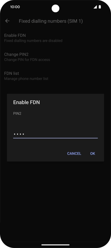 Key in your PIN2 and press OK. The default PIN2 is 0000.