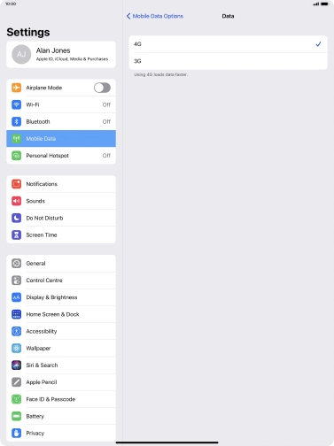 Press the required network mode.