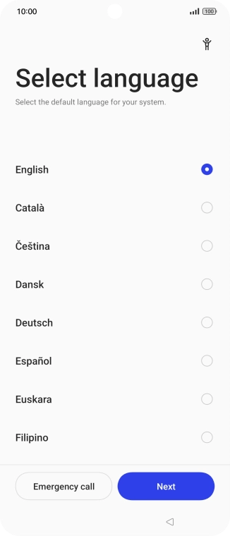 Press the required language.