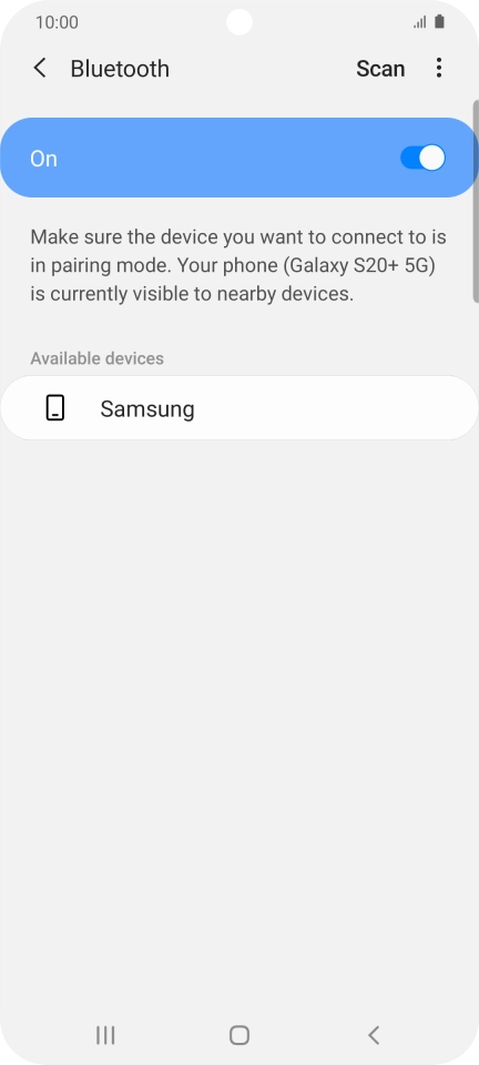 Press the required Bluetooth device and follow the instructions on the screen to pair the device with your phone.