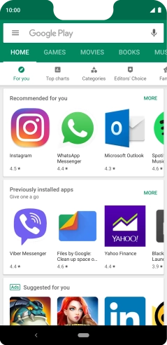 Press the search field.