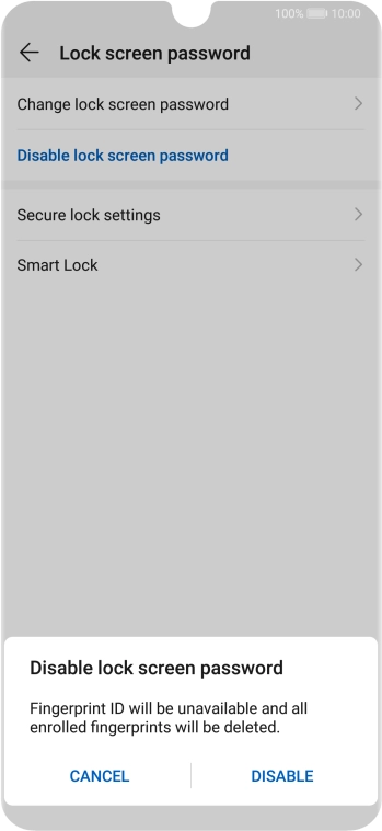 Key in the current phone lock code and press DISABLE.