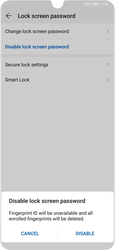 Key in the current phone lock code and press DISABLE.