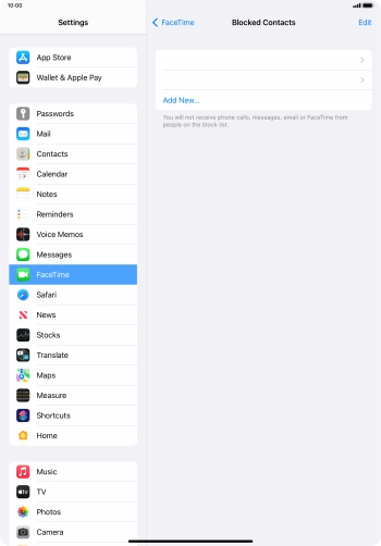 Press Add New... and follow the instructions on the screen to block a contact.