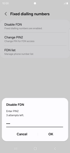 Key in your PIN2 and press OK. The default PIN2 is 0000.