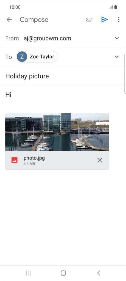 Press the send icon when you've finished your email.