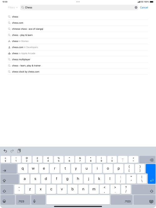 Key in the name or subject of the required app and press enter.