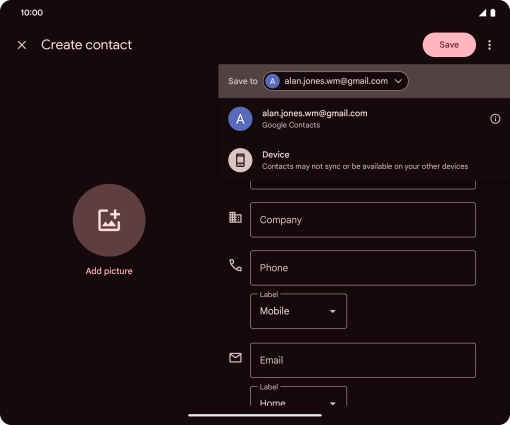 Press the required Google account.