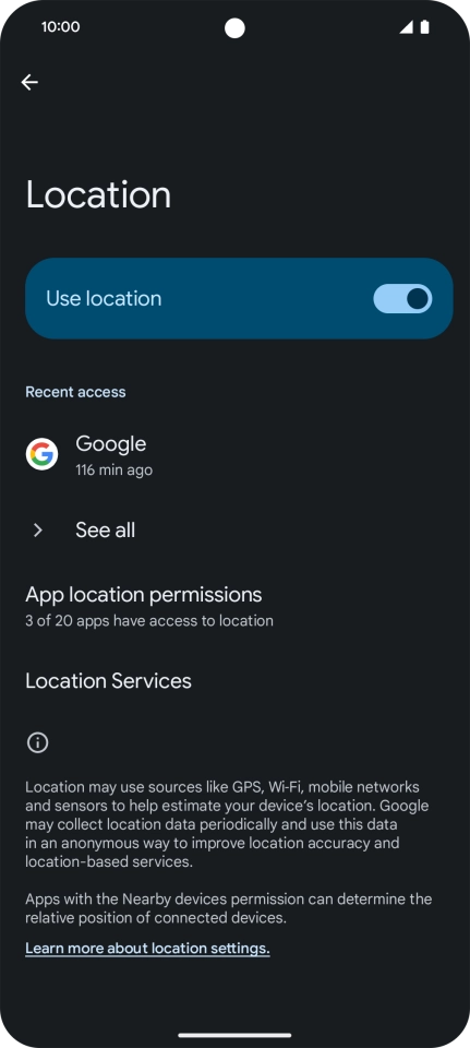 Press App location permissions.