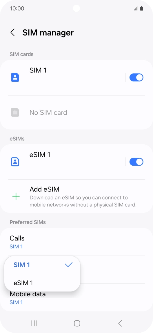 Press the required SIM.