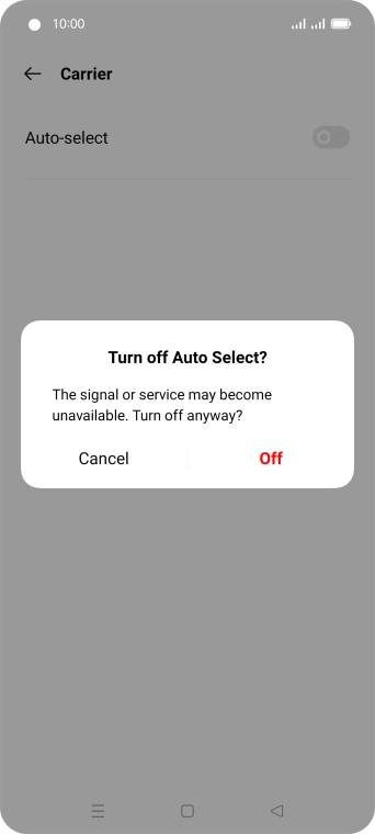 Press Off to turn off the function and wait while your phone searches for networks.