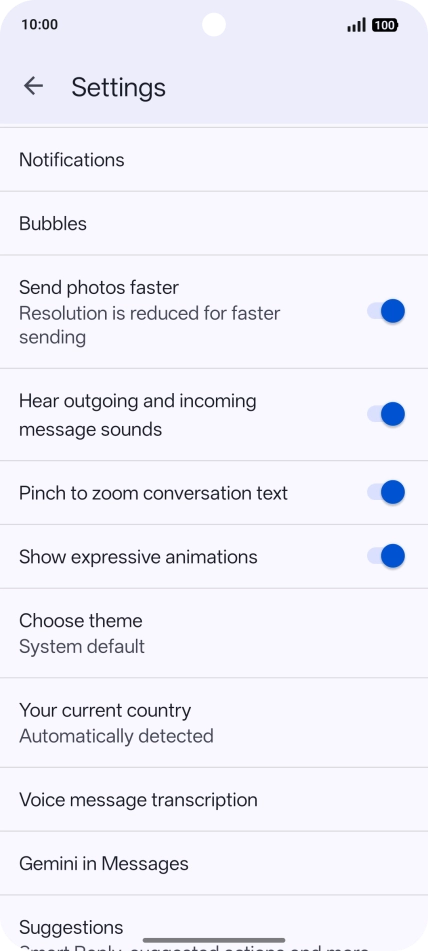 Press Gemini in Messages.