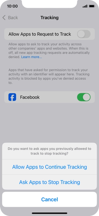 If you turn off the function, press the required setting.