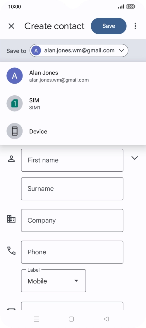 Press the required Google account.