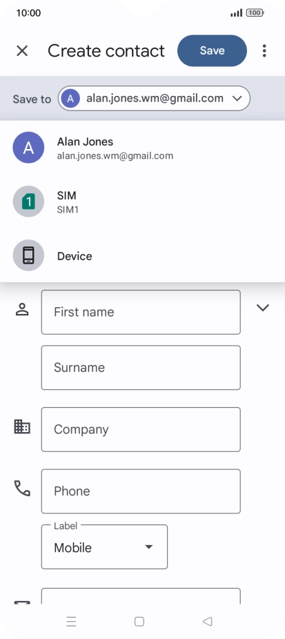 Press the required Google account.