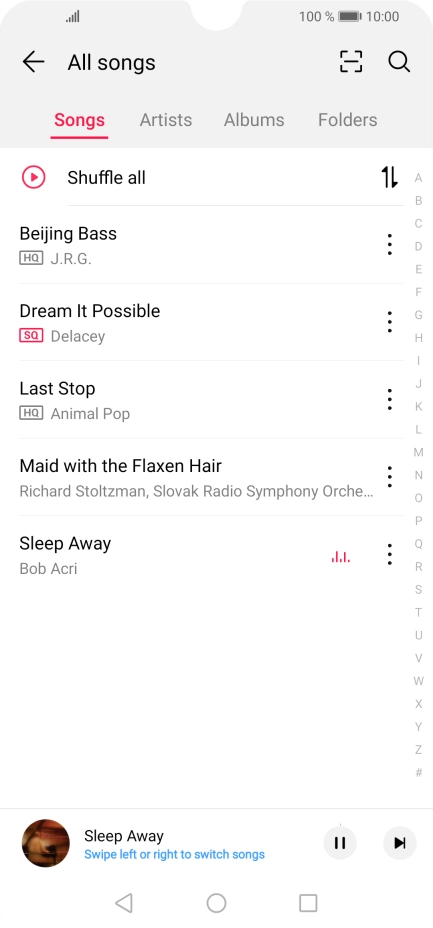 Press the song title at the bottom of the screen.