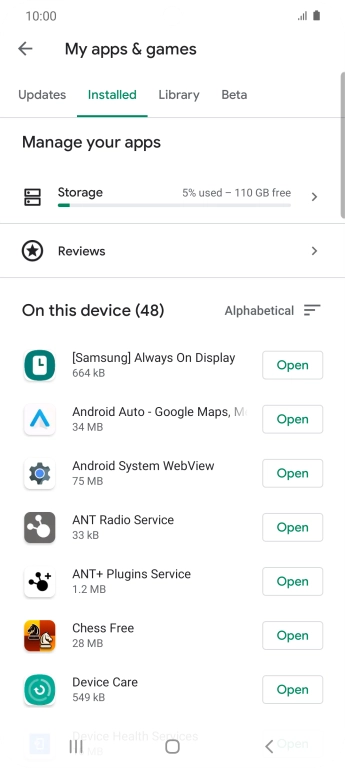 Press the required app.