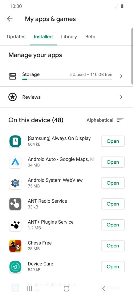 Press the required app.