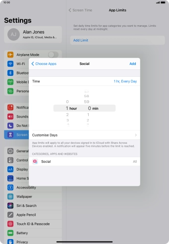 Press Customise Days.
