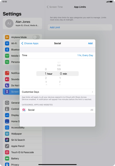 Press Customise Days.