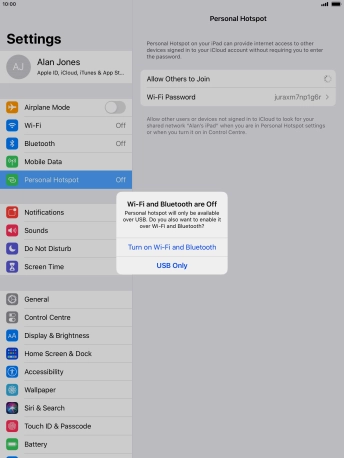 If Wi-Fi is turned off, press Turn on Wi-Fi and Bluetooth.