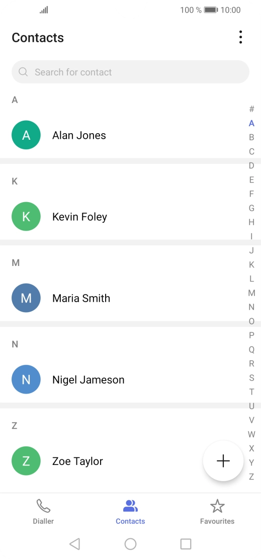 Press the new contact icon.