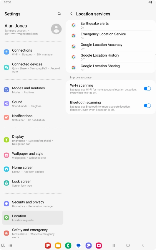 Press Google Location Accuracy.