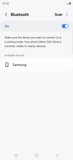 Press the required Bluetooth device and follow the instructions on the screen to pair the device with your phone.