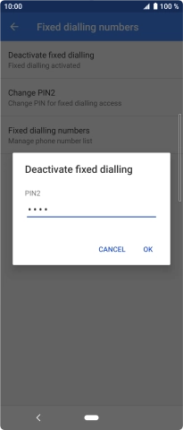 Key in your PIN2 and press OK. The default PIN2 is 0000.