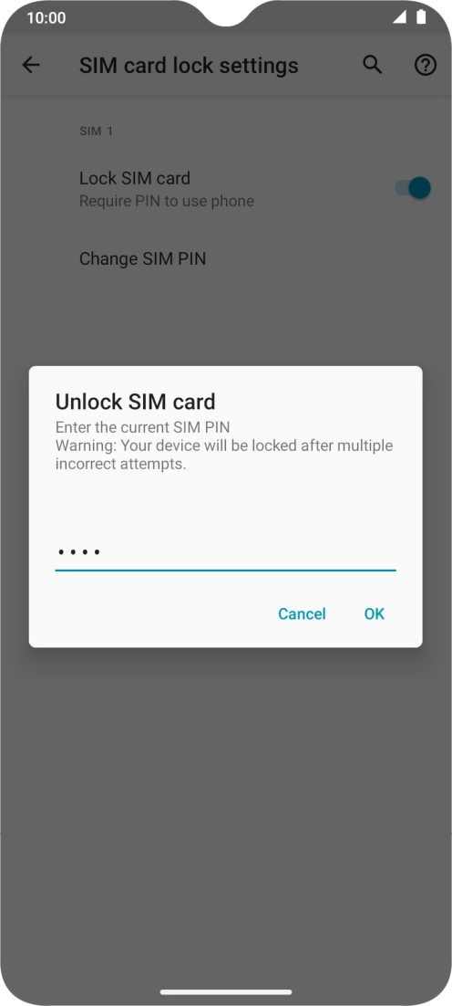 Key in your PIN and press OK. The default PIN is 1111.