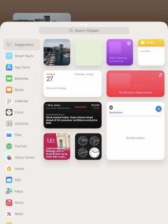 Press the required widget.