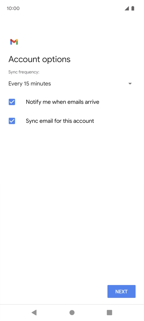 If this screen is displayed, you email account has been recognised and set up automatically. Follow the instructions on the screen to key in more information and finish setting up your phone.