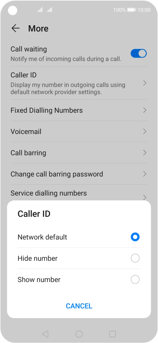 Press Show number to turn on caller identification.