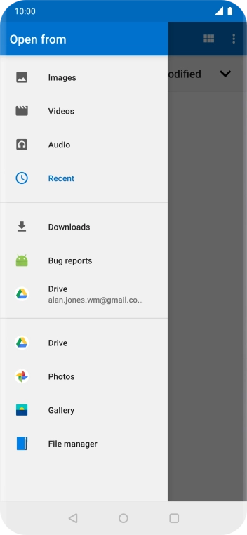 Press File manager and go to the required folder.