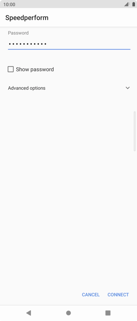 Key in the password for the Wi-Fi network and press CONNECT.