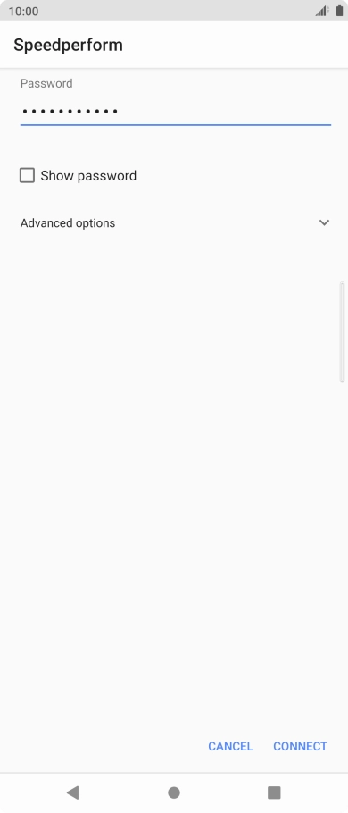 Key in the password for the Wi-Fi network and press CONNECT.