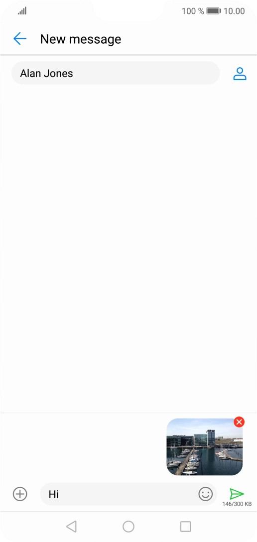 Press the send icon when you've finished your MMS.