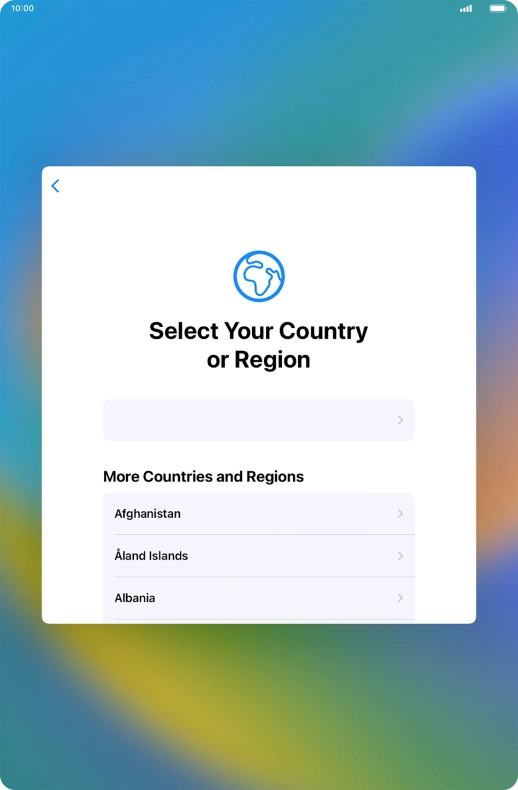 Press the required country or area.