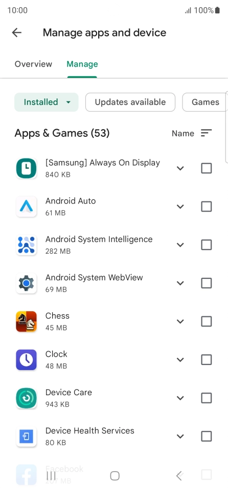 Press the required app.