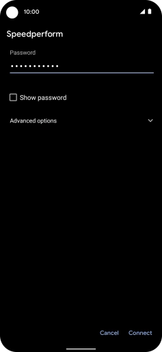 Key in the password for the Wi-Fi network and press Connect.