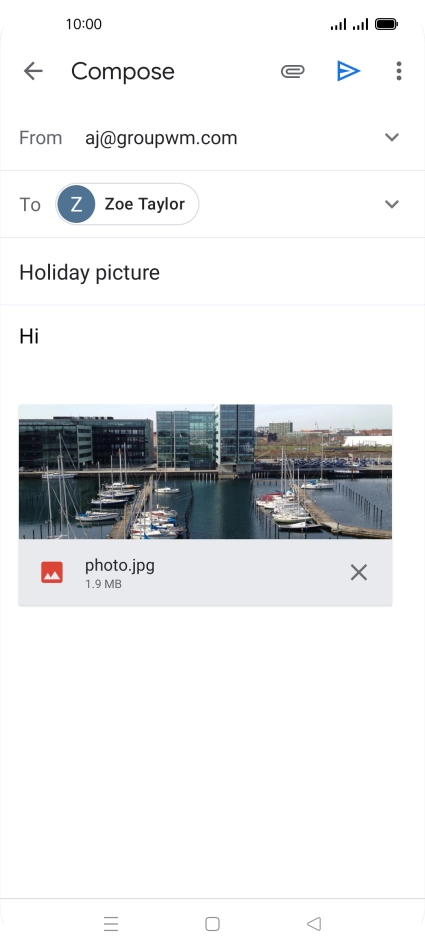 Press the send icon when you've finished your email.