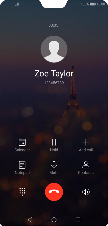 Press the end call icon.