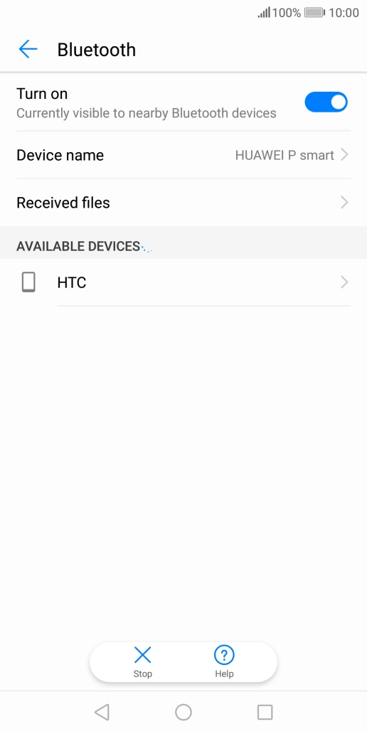 Press the required Bluetooth device and follow the instructions on the screen to pair the device with your phone.